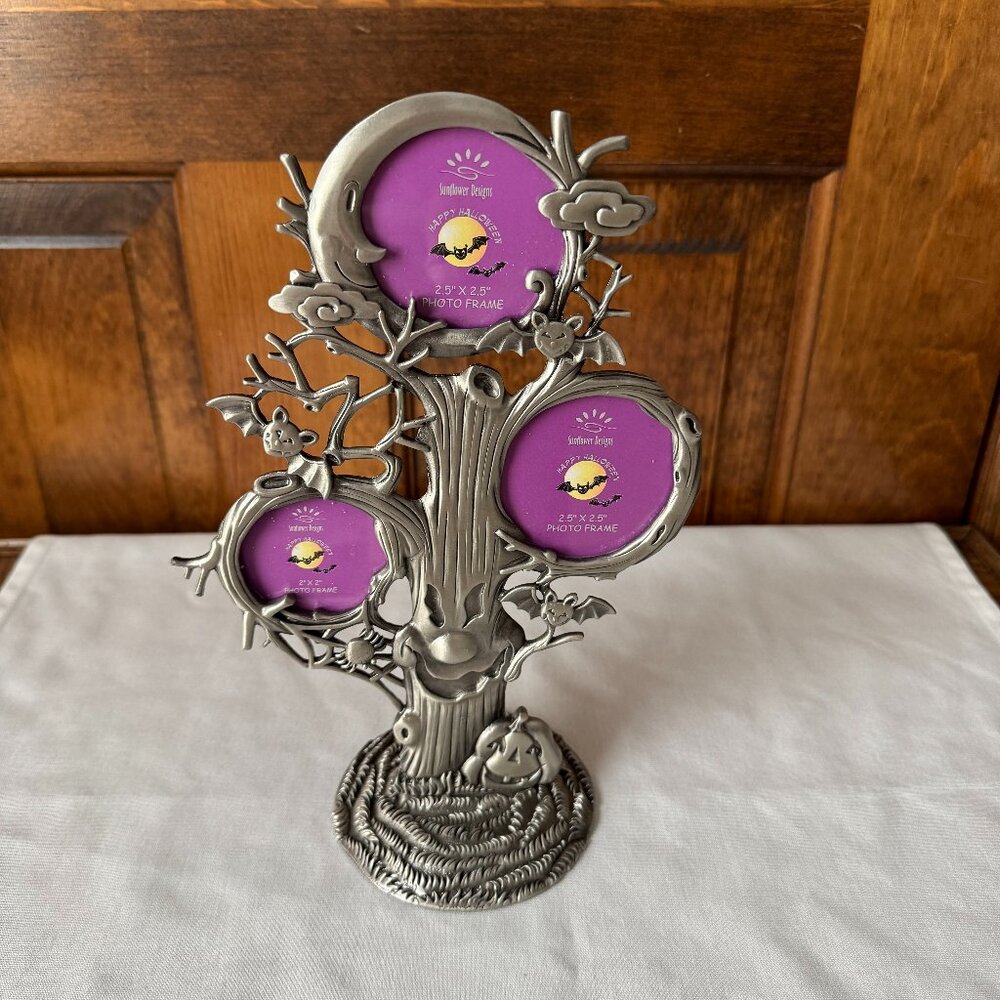 Sunflower Design Spooky Halloween Tree Frame for 3 Photographs